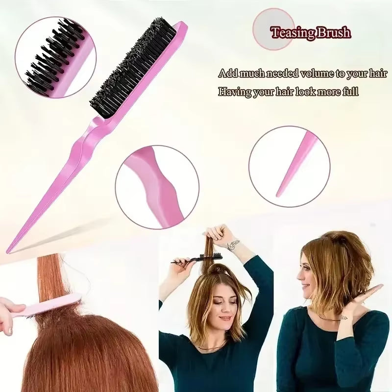Ensemble de coiffure démêlant 5 pièces : vaporisateur, peigne à cheveux 3 en 1, peigne à queue de rat incurvé, brosse de contrôle des bords, outil de coiffure pour salon