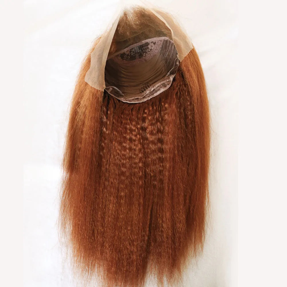 Perruque blonde de cheveux humains vierges de couleur blonde n° 30, cheveux humains  crépus et raides de qualité, perruques blondes Yaki épaisses 
