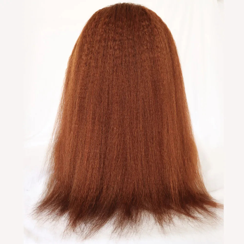 Perruque blonde de cheveux humains vierges de couleur blonde n° 30, cheveux humains  crépus et raides de qualité, perruques blondes Yaki épaisses 
