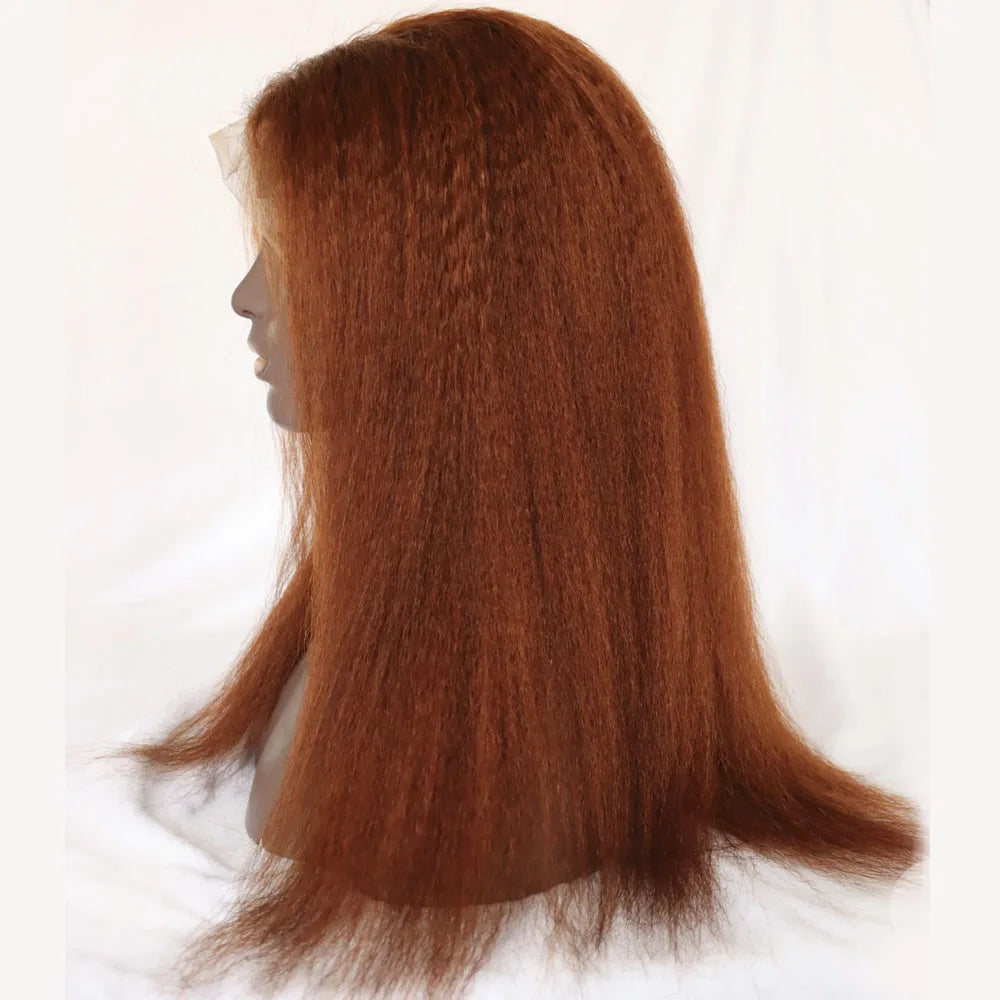 Perruque blonde de cheveux humains vierges de couleur blonde n° 30, cheveux humains  crépus et raides de qualité, perruques blondes Yaki épaisses 