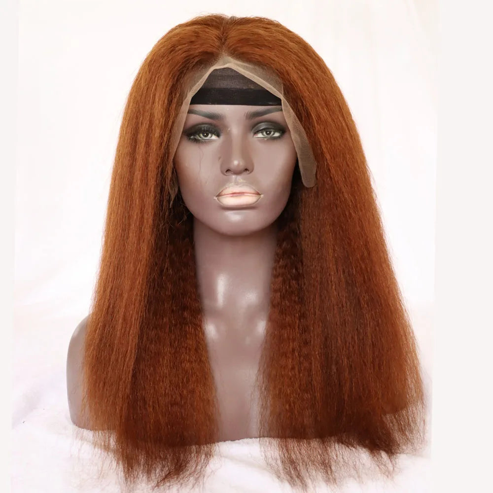 Perruque blonde de cheveux humains vierges de couleur blonde n° 30, cheveux humains  crépus et raides de qualité, perruques blondes Yaki épaisses 