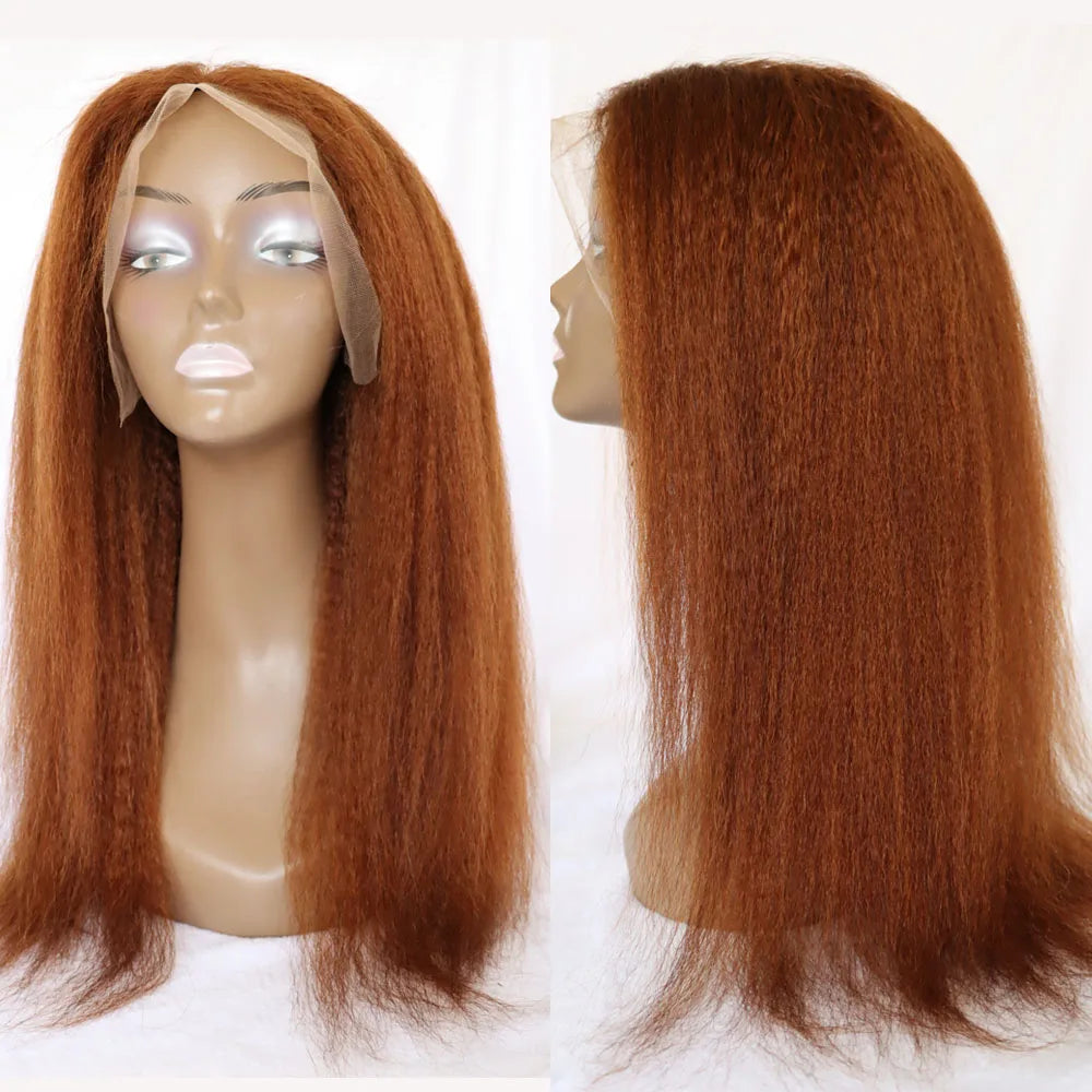 Perruque blonde de cheveux humains vierges de couleur blonde n° 30, cheveux humains  crépus et raides de qualité, perruques blondes Yaki épaisses 