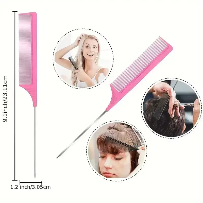 Ensemble de coiffure démêlant 5 pièces : vaporisateur, peigne à cheveux 3 en 1, peigne à queue de rat incurvé, brosse de contrôle des bords, outil de coiffure pour salon